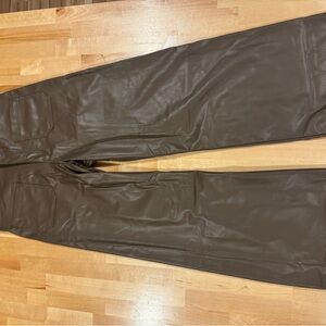 Zara womens Chocolate faux leather Pants